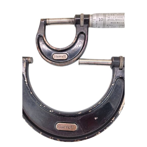 Vintage Starrett Outside Micrometers # 436 Set Of 4 Ratchet Stop Knurled Black - Picture 3 of 11